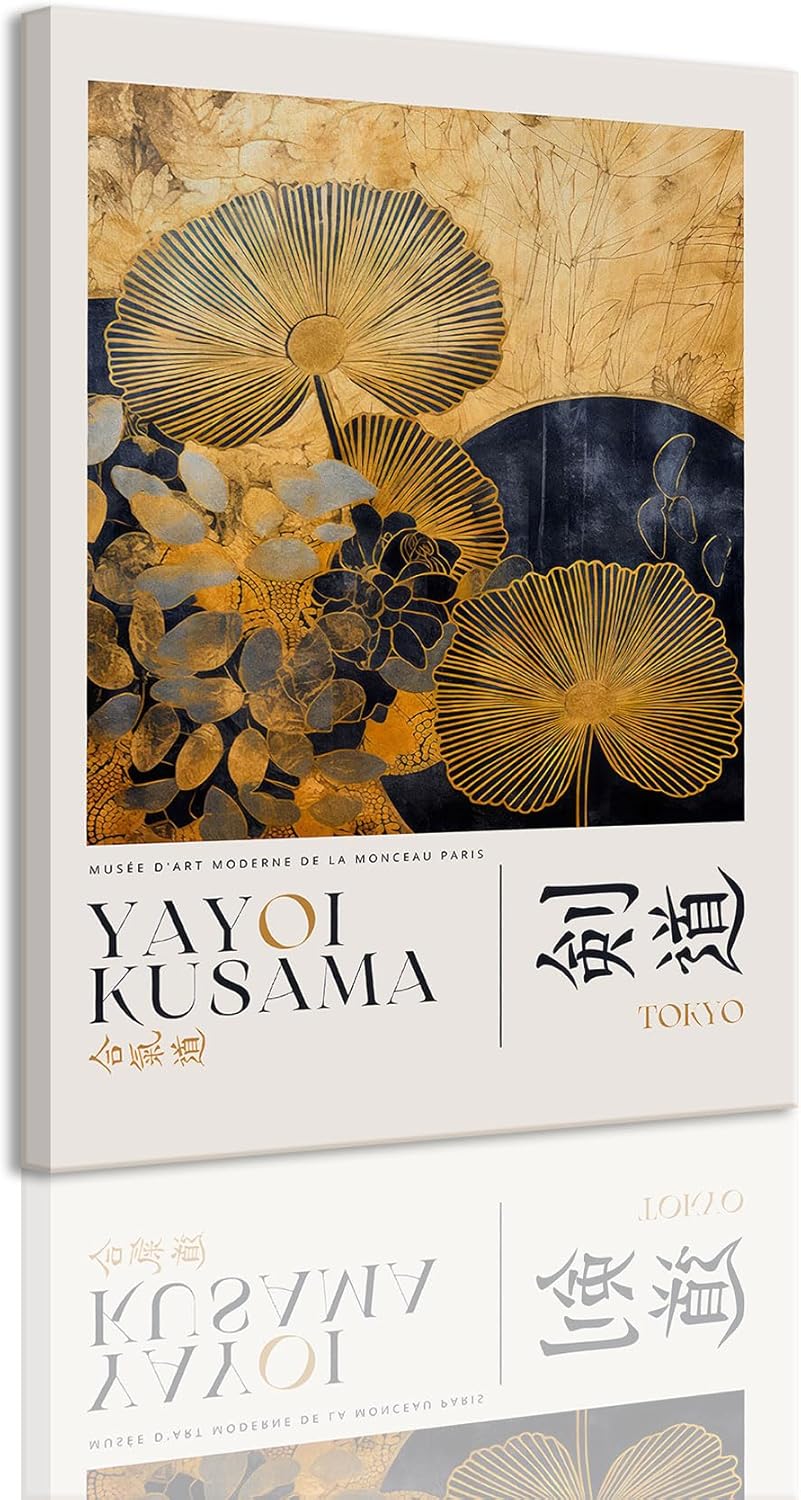 YOYIAXT Japanese Wall Art Abstract Japanese Botanical Wall Decor Funny Colorful Framed Aesthetic Canvas Posters Prints Artwork Gallery Picture Decor for Living Room Bedroom Golden Wrapped Canvas 12"x16"Canvas