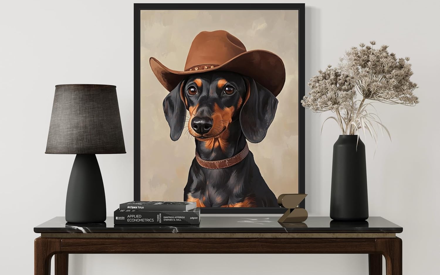 aj decor Dachshund Cowboy Hat Wall Art Print Poster, Dog Pet Lover Picture Painting Artwork Bedroom Living Room Office Dining Room 150H (Dachshund Cowboy Hat, 8 x 10 inches, Unframed) - Image 2