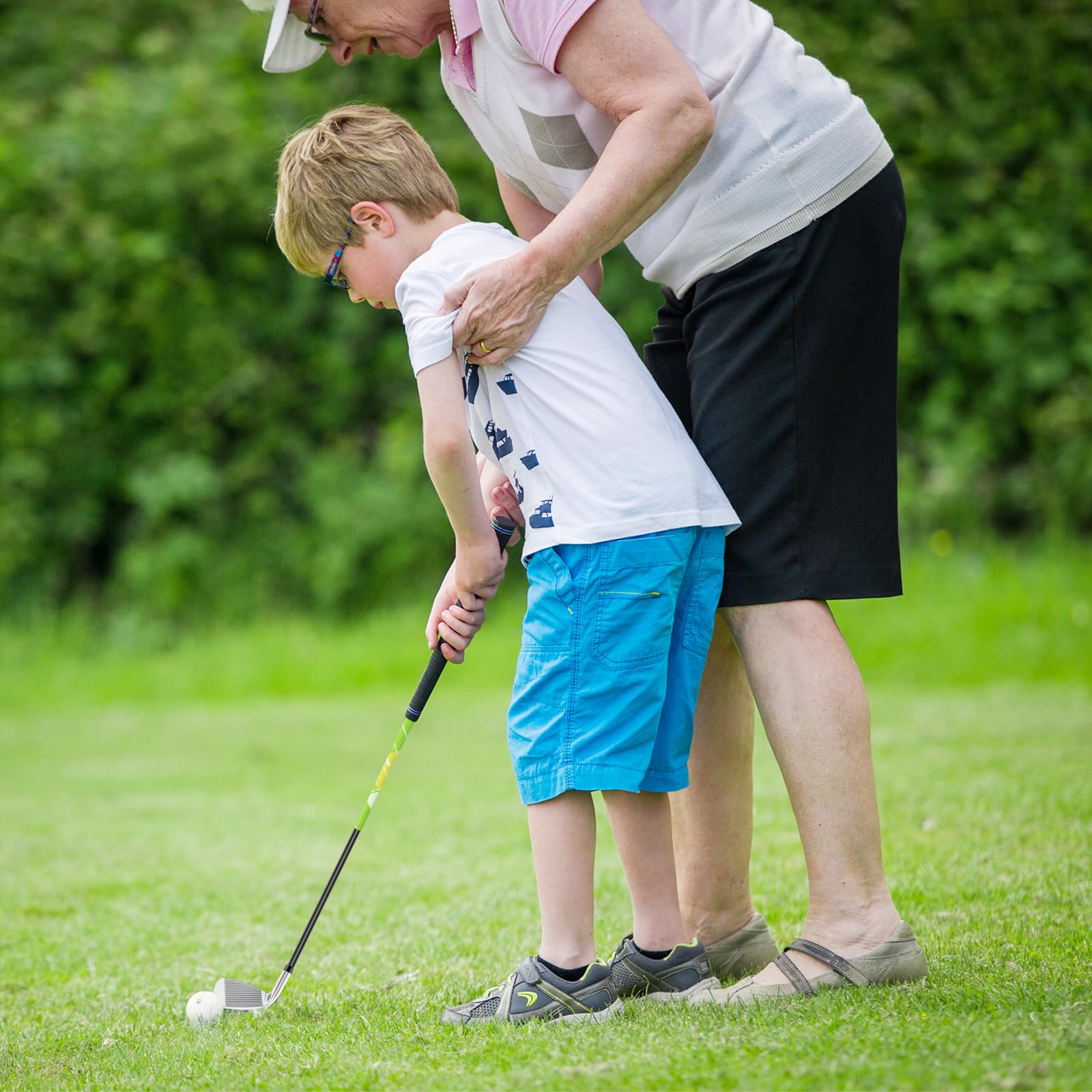 COSTWAY Set di Mazze da Golf per Bambini 5-7 Anni, Set Allenamento Golf con Sacca, Fodera Impermeabile, Legno di Fairway 3, Ferro 7, Ferro S e Putter per Bambini e Bambine, Destrorso