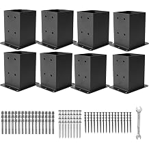 44 Post Base 8 Pcs,Deck Post Brackets,Inner Size 3.6" x3.6Heavy Duty Powder-Coated Steel Post Bracket Fit for Outdoor Pavilion, Deck Railing ,Support Deck Base Plate,Pergola