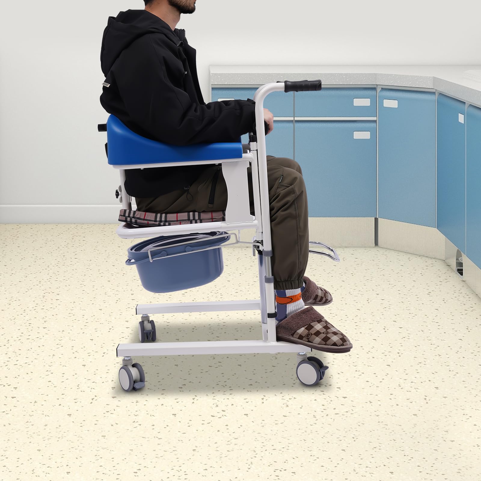 Siège élévateur de patient, capacité de charge de 90 kg, fauteuil roulant hydraulique, fauteuil roulant, multifonction, avec pot portable, pour les familles, les maisons de retraite, les hôpitaux