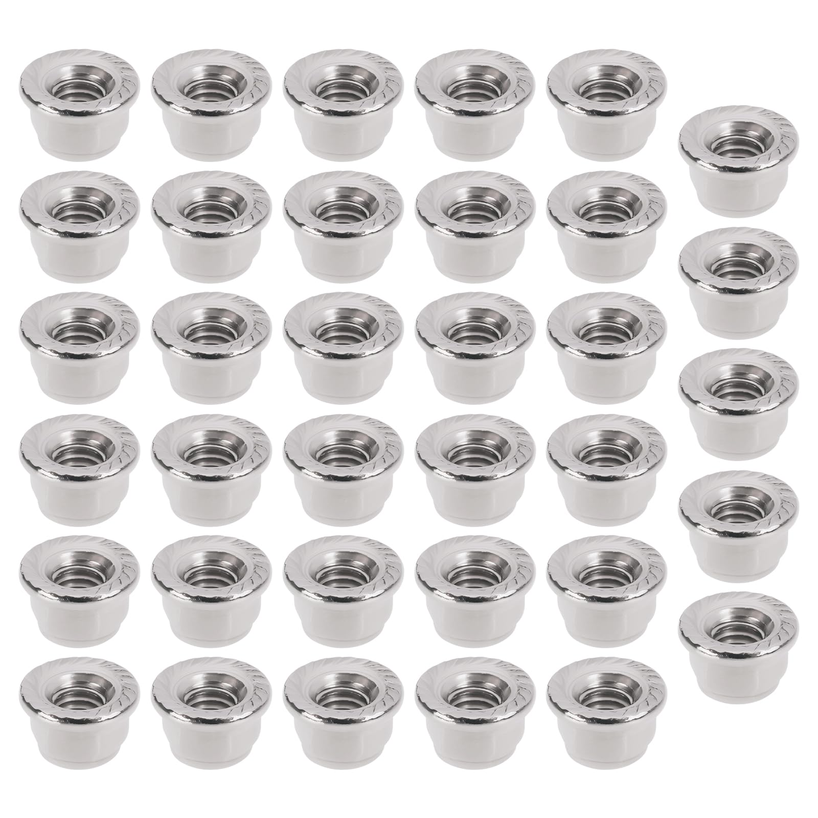 OTOTEC 35Pcs Flange Lock Nut M8 Flange Nylon Insert Lock Nut for Fastening Steel Wood Machinery Furniture 8x11mm 304 Stainless Steel(with Locking Teeth)