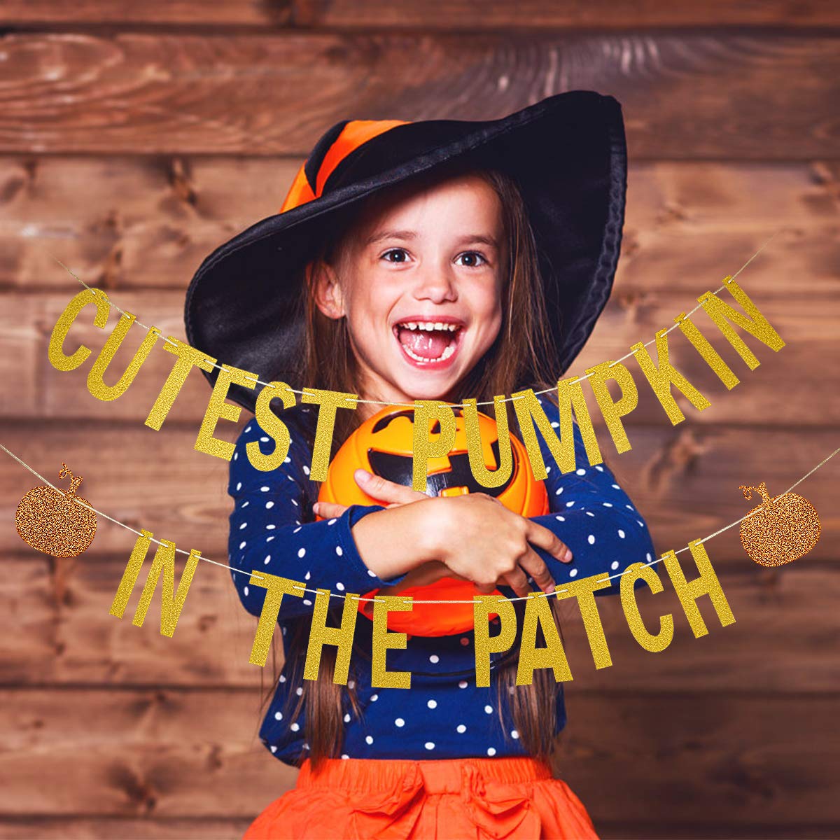 Pink Halloween 1st Birthday Photo Banner - Pumpkin Theme, 13 Photo Spaces