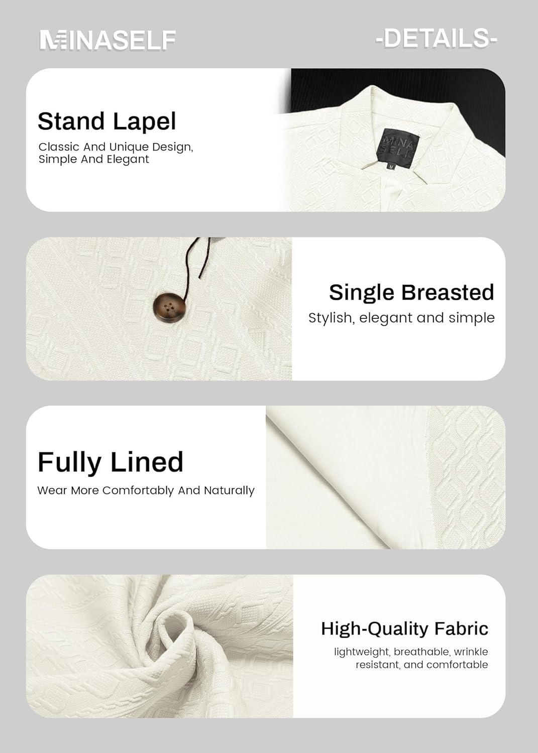 Mina Self 2026 Spring Women's Jacquard Sweater Blazer Jacket - Knit Slim Stand Collar V-Neck Full-Lined Petite Work Coat - Image 2