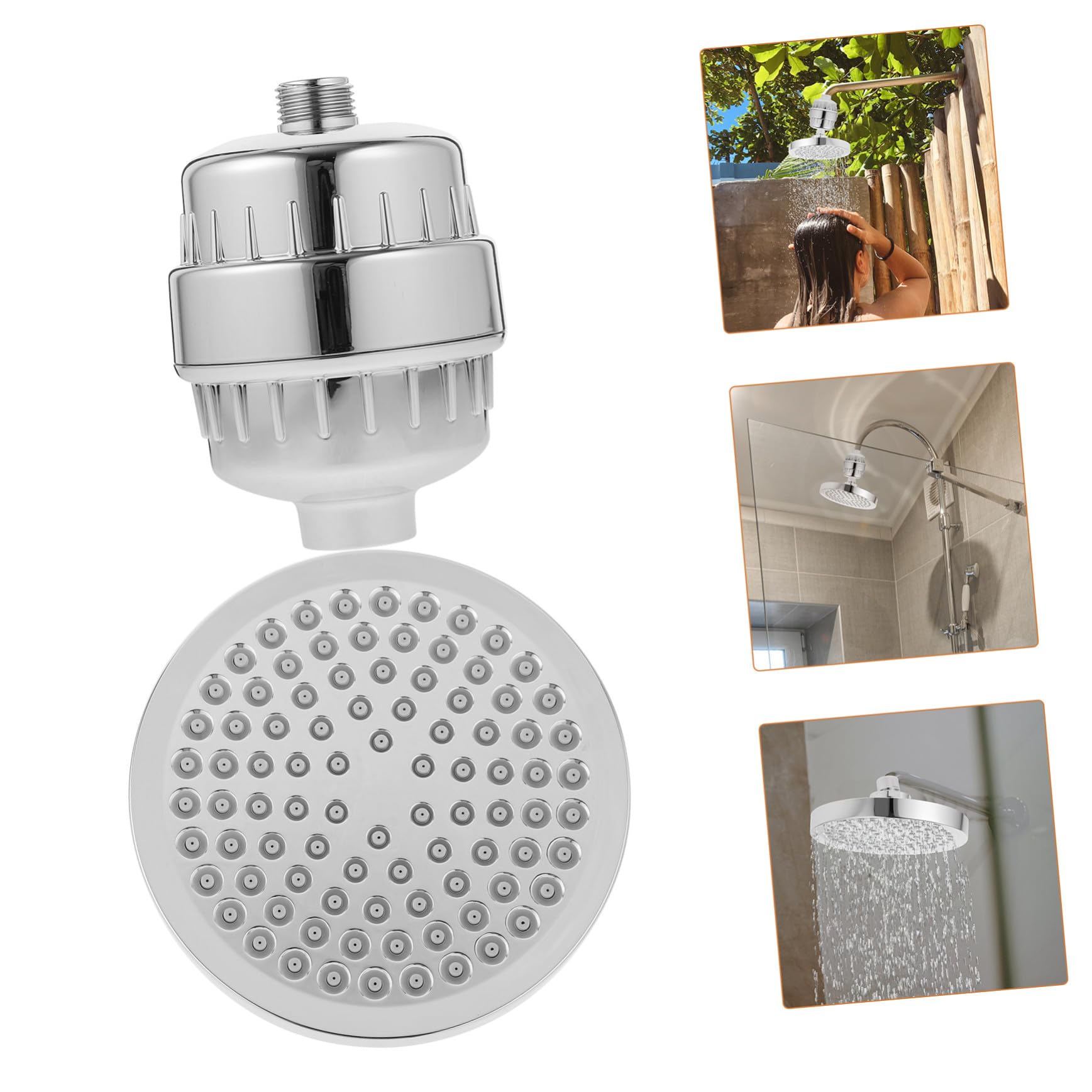 Cabezal de filtro de ducha de agua dura de alta presión, boquilla giratoria con purificación de nivel para baño, material duradero y spray de rótula giratoria para un máximo ablandamiento del agua