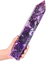 Vista 10 de AMOYSTONE Torre de obelisco de cristal curativo grande, varita de punta de cuarzo rosa, decoración de cristal, regalos de Reiki para Bignners