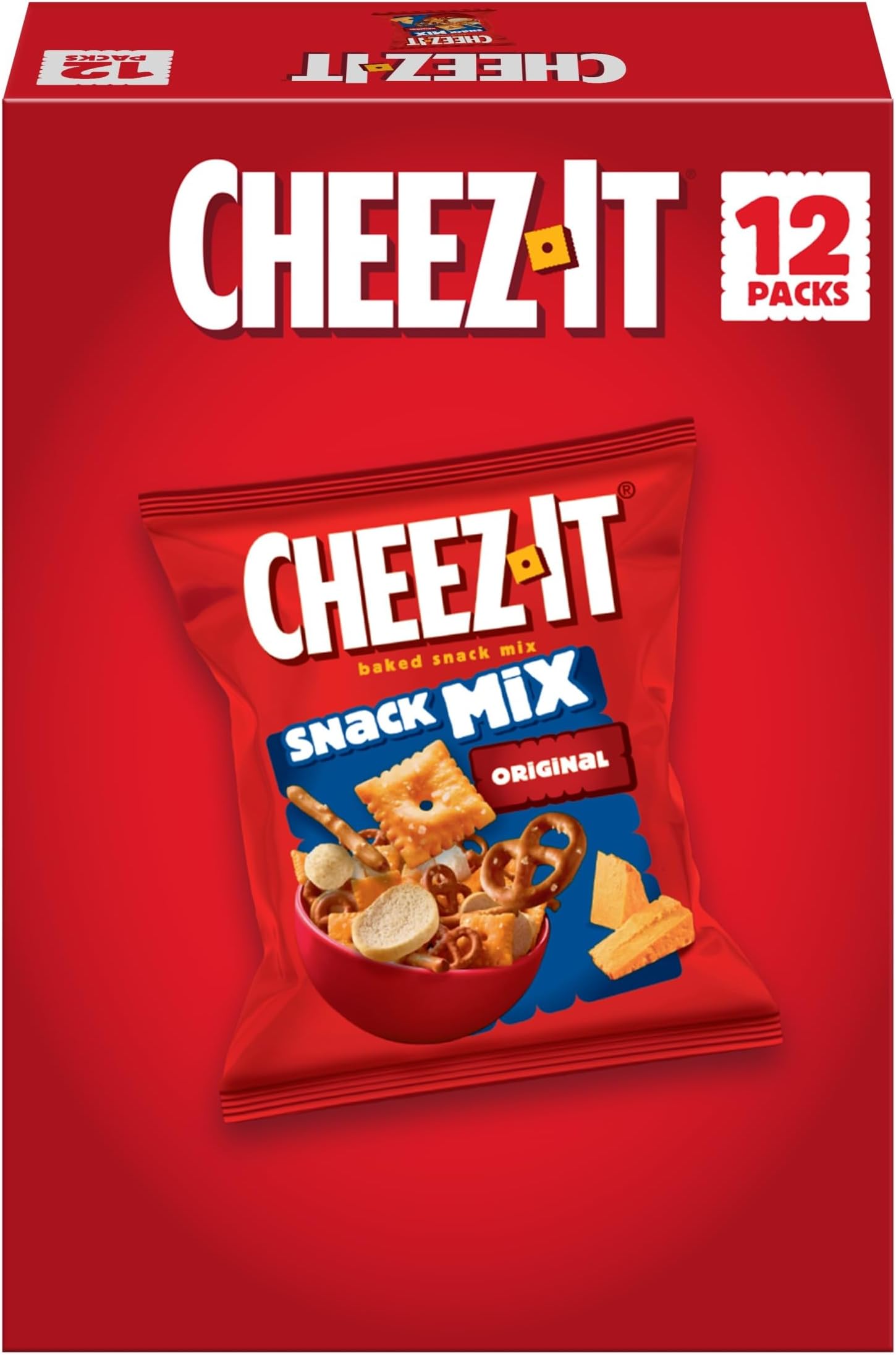 Cheez-It Snack Mix, Office and Kids Snacks, Classic, 9oz Box (12 Packs)
