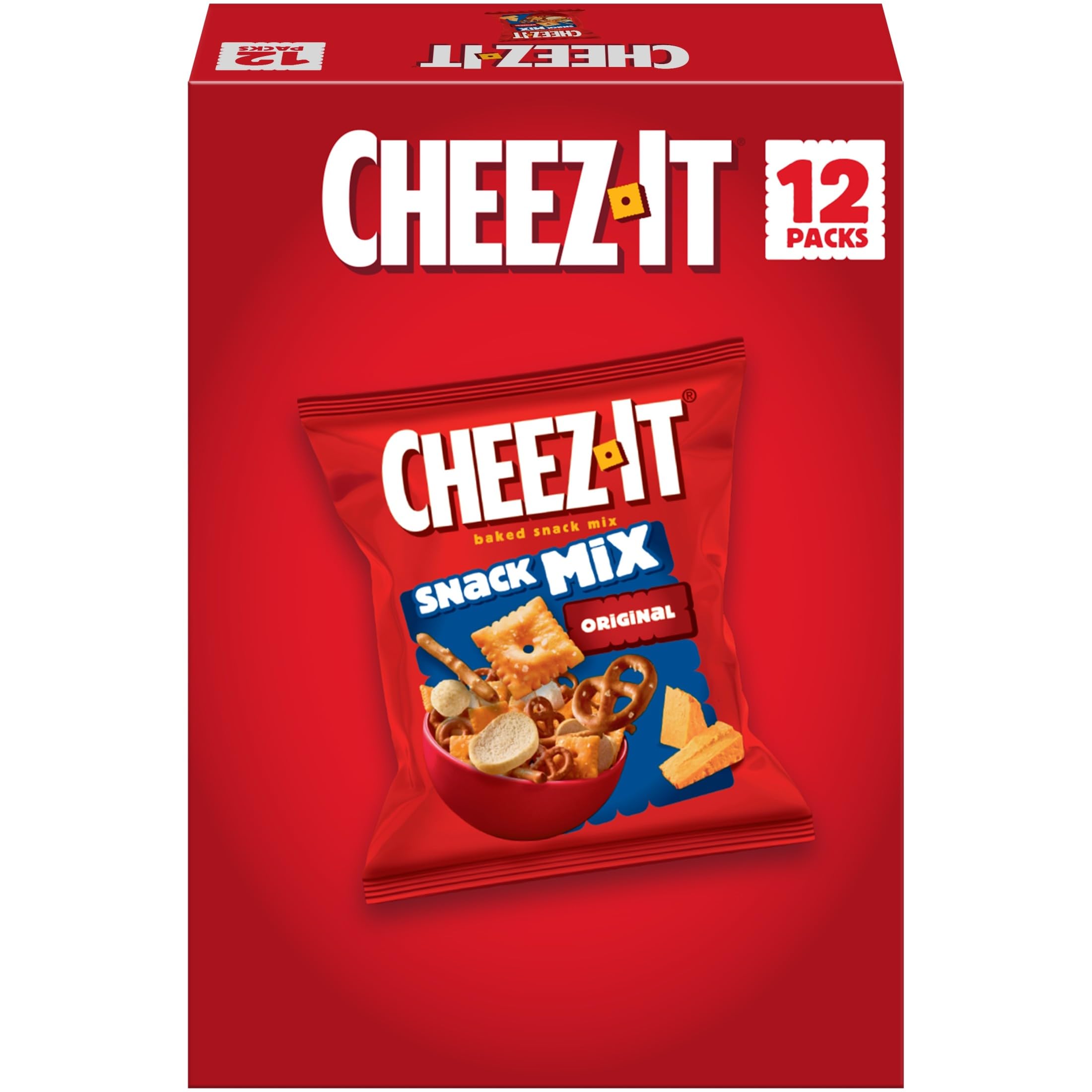 Cheez-It Snack Mix, Office and Kids Snacks, Classic, 9oz Box (12 Packs)