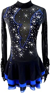 Adults Figure Skating Attire Sport Outfit Sparkling Performance Ice Roller Dress Costume