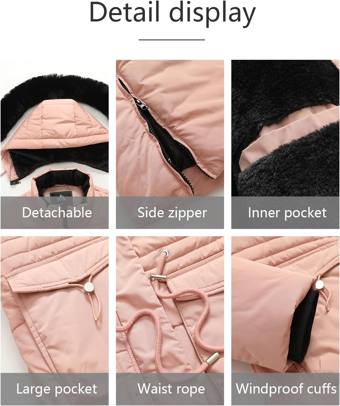 MOERDENG Women's Long Winter Puffer Coat Waterproof Warm Maxi Down Jacket Faux Fur Removable Hood Parka - Image 5