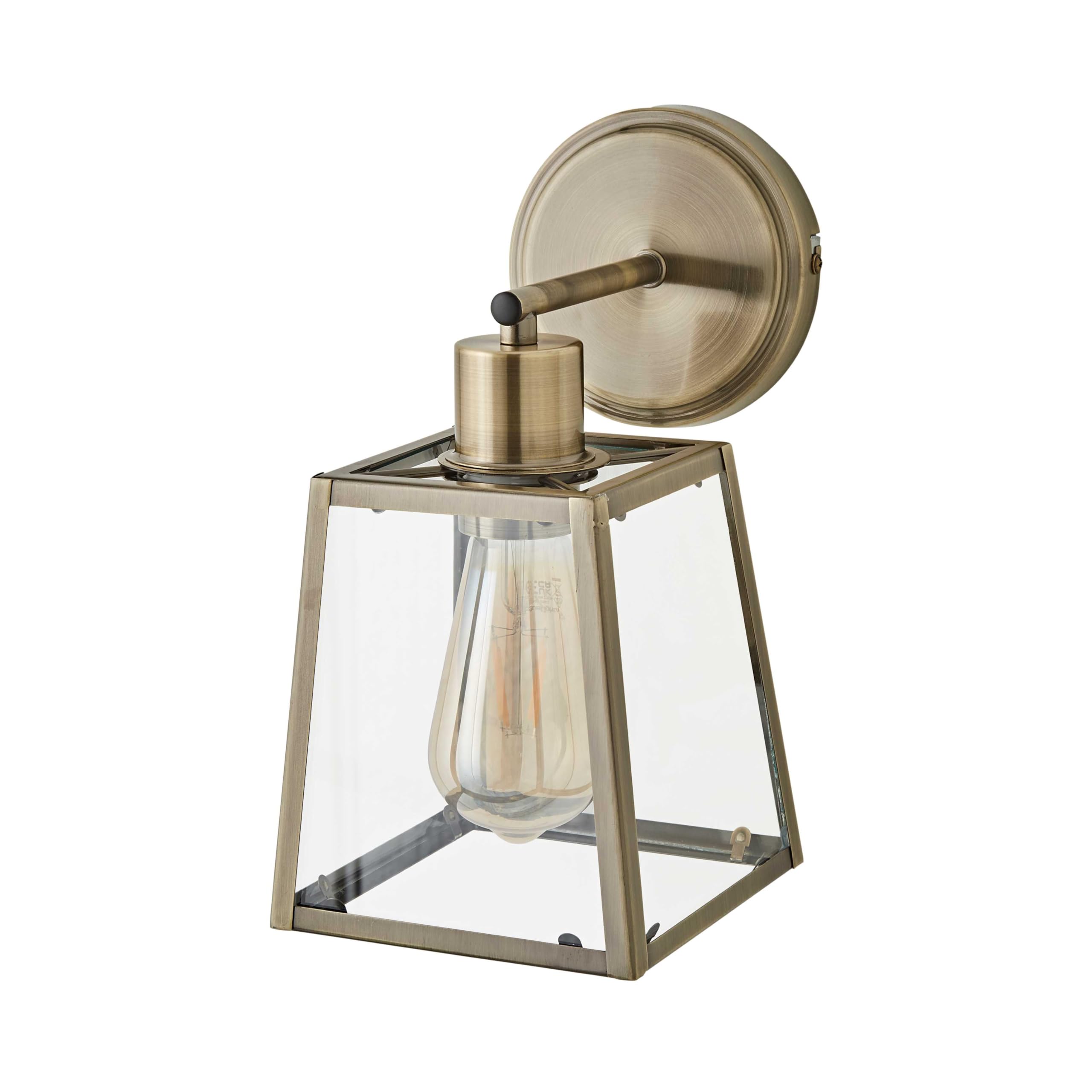 Valuelights Bronze | Susie Antique Brass Glass Lantern Single Arm Wall Light | Wall Lights, Home Décor & Improvement Essential