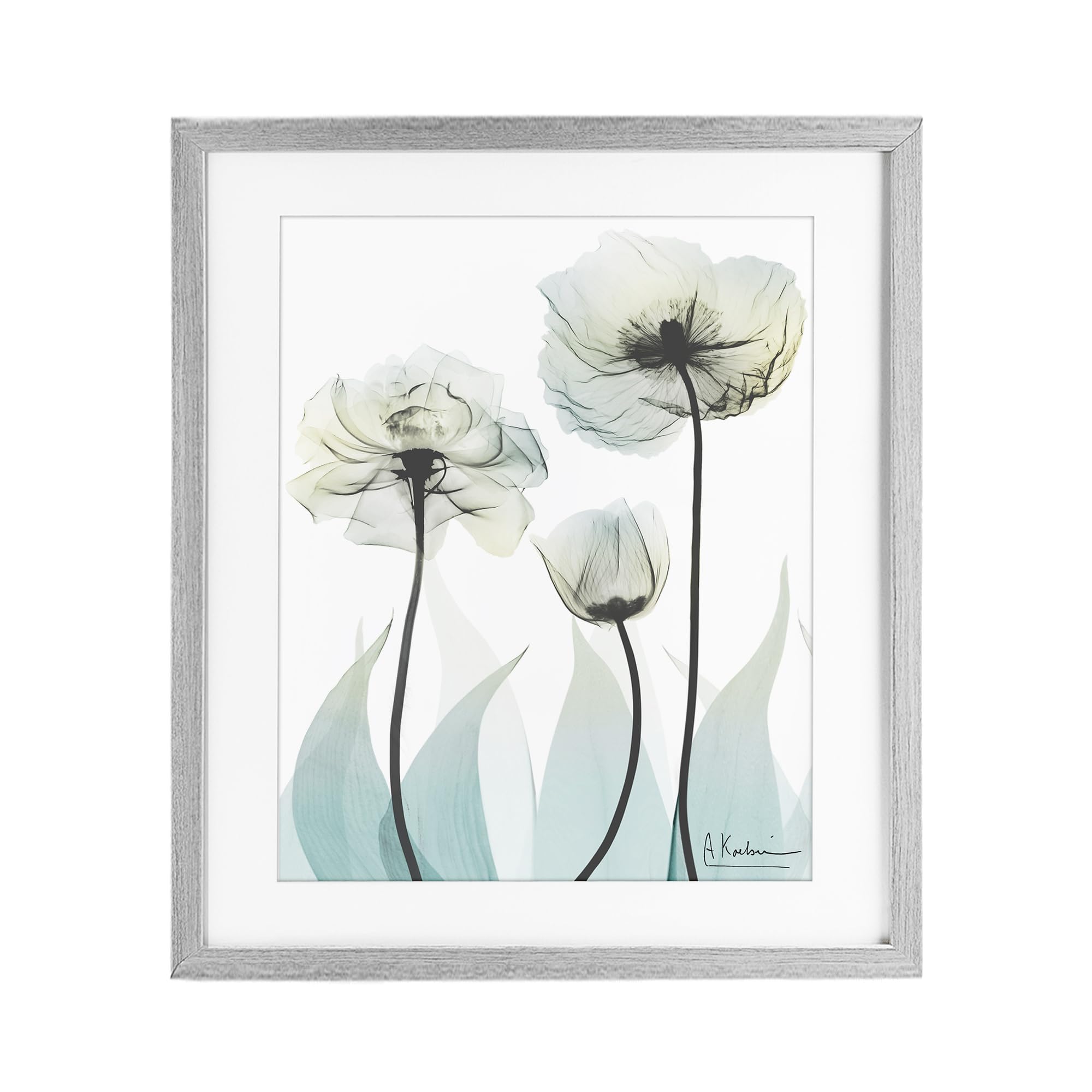 Stupell Industries Farmhouse Gray (Textured) Ethereal Floral Minimalist Elegance, 17 X 21 Inch Framed Print Under Glass