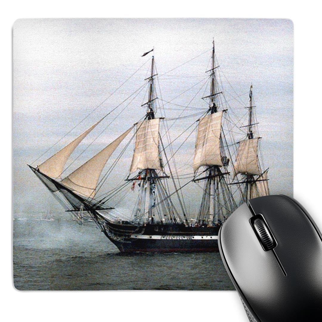 3dRose LLC 8 x 8 x 0.25 Inches Mouse Pad, USS Navy Constitution Ship (mp_38112_1)