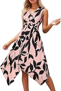 Vestido informal para mujer, sin mangas, cuello en V, estampado floral, informal, vacaciones, fiestas en primavera y verano