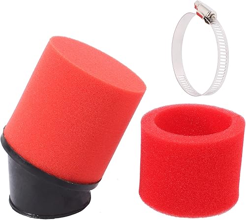 Miniatura 6 de Filtro universal de 1.65 pulgadas de alto rendimiento de doble espuma en ángulo rojo compatible con Kawasaki KH400 125cc 150cc 200cc 250cc GY6