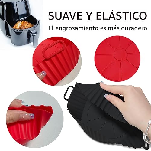 Miniatura 3 de Forros de silicona para freidora de aire, 8 pulgadas, bandejas de silicona para hornear de 3 a 5 cuartos de galón para freidora de aire, horno,