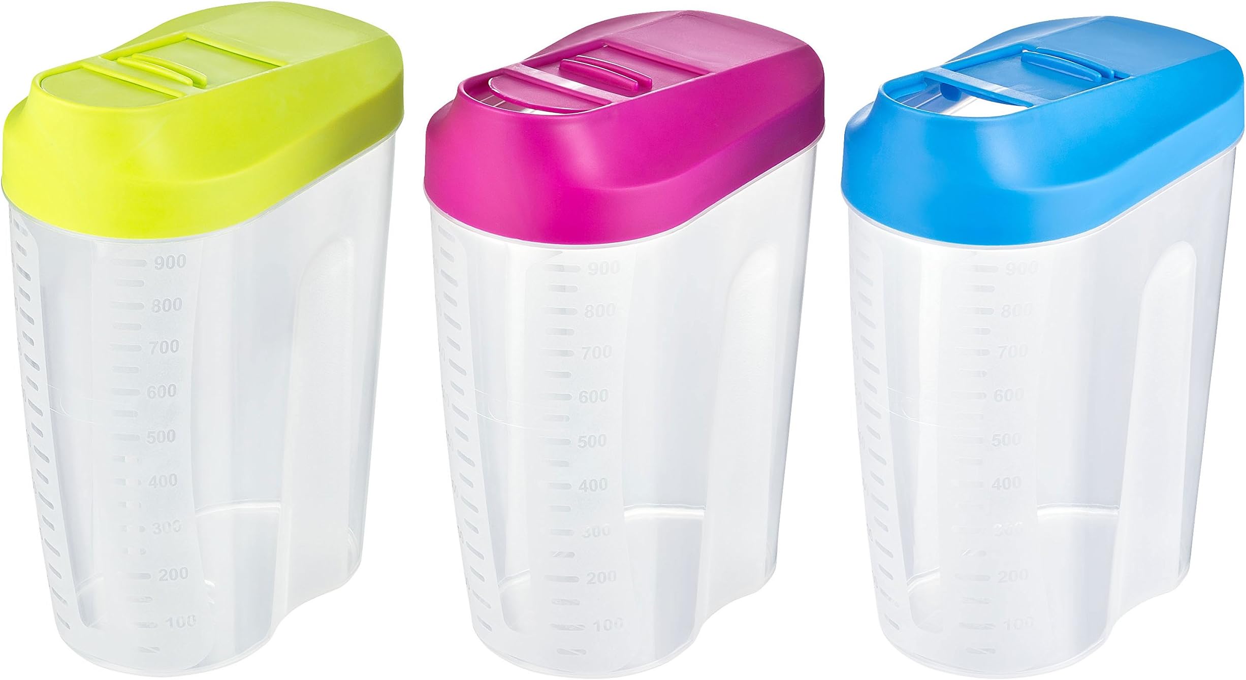 Kigima Storage Box, Bulking Container 800ml, Set of 3 for Dry Stock Blue / Green / Pink