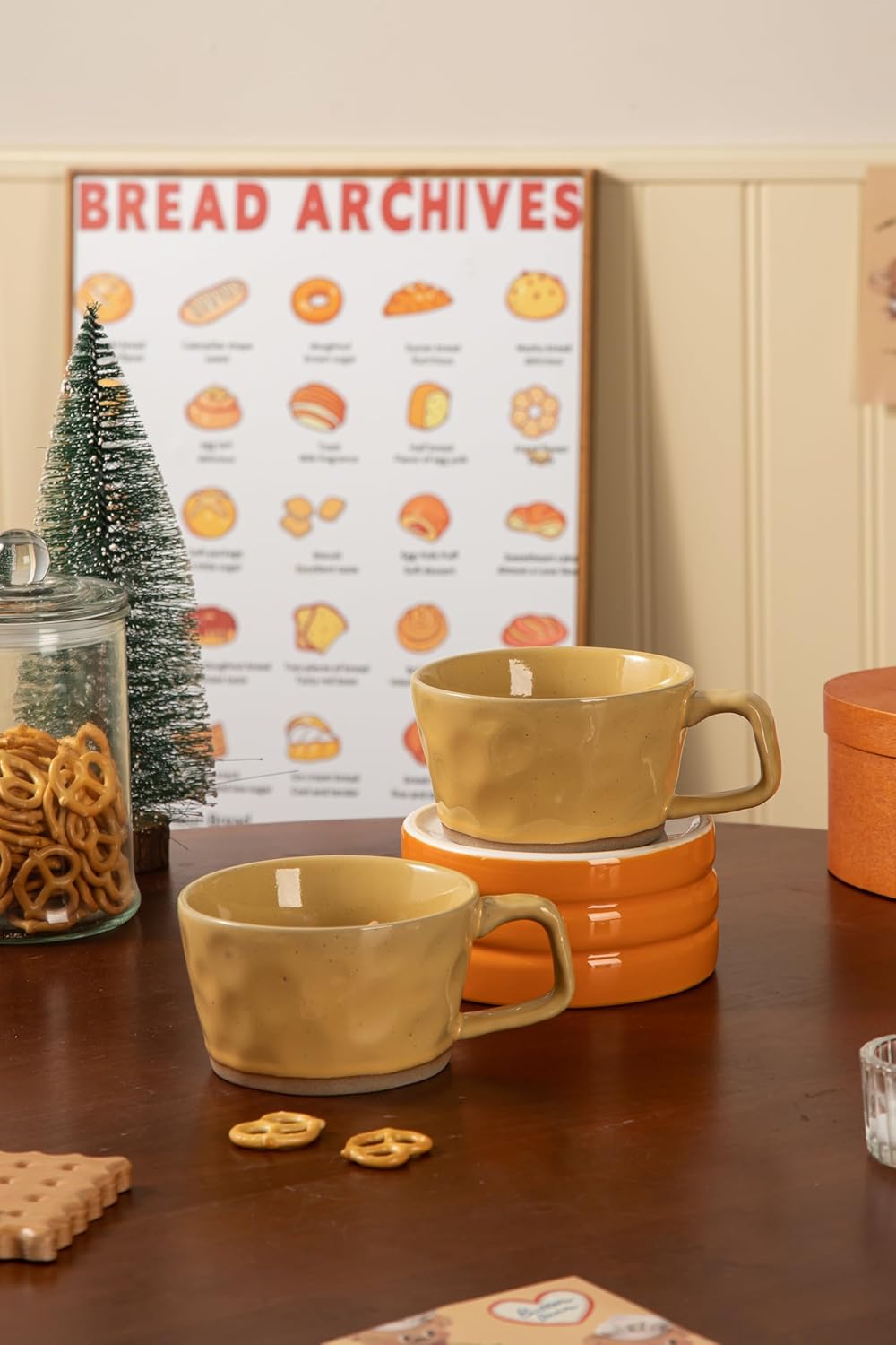 DIHOclub Farmhouse Ceramic Coffee Mug with Animal Figurine – Rustic Stoneware Cup, Matte Finish, Ideal for Breakfast & Home Decor (Yellow Cat) - Image 9