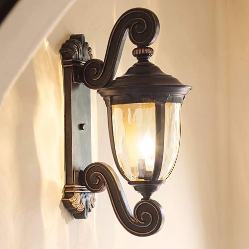 John Timberland Bellagio European Outdoor Wall Light Fixture Bronze Scroll