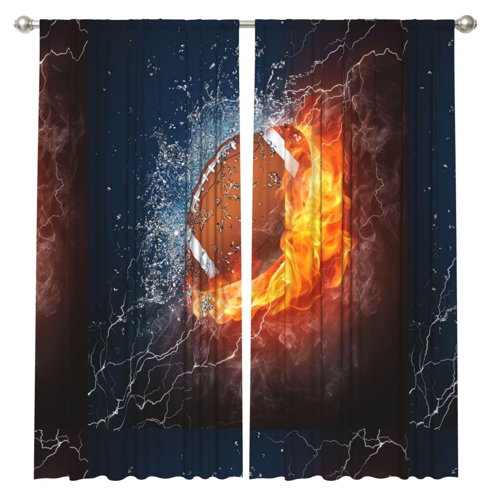 InOmak Fire Football, 2 Panels Window Curtains 52 x 84 Inch Blackout Curtains for Living Room Bedroom