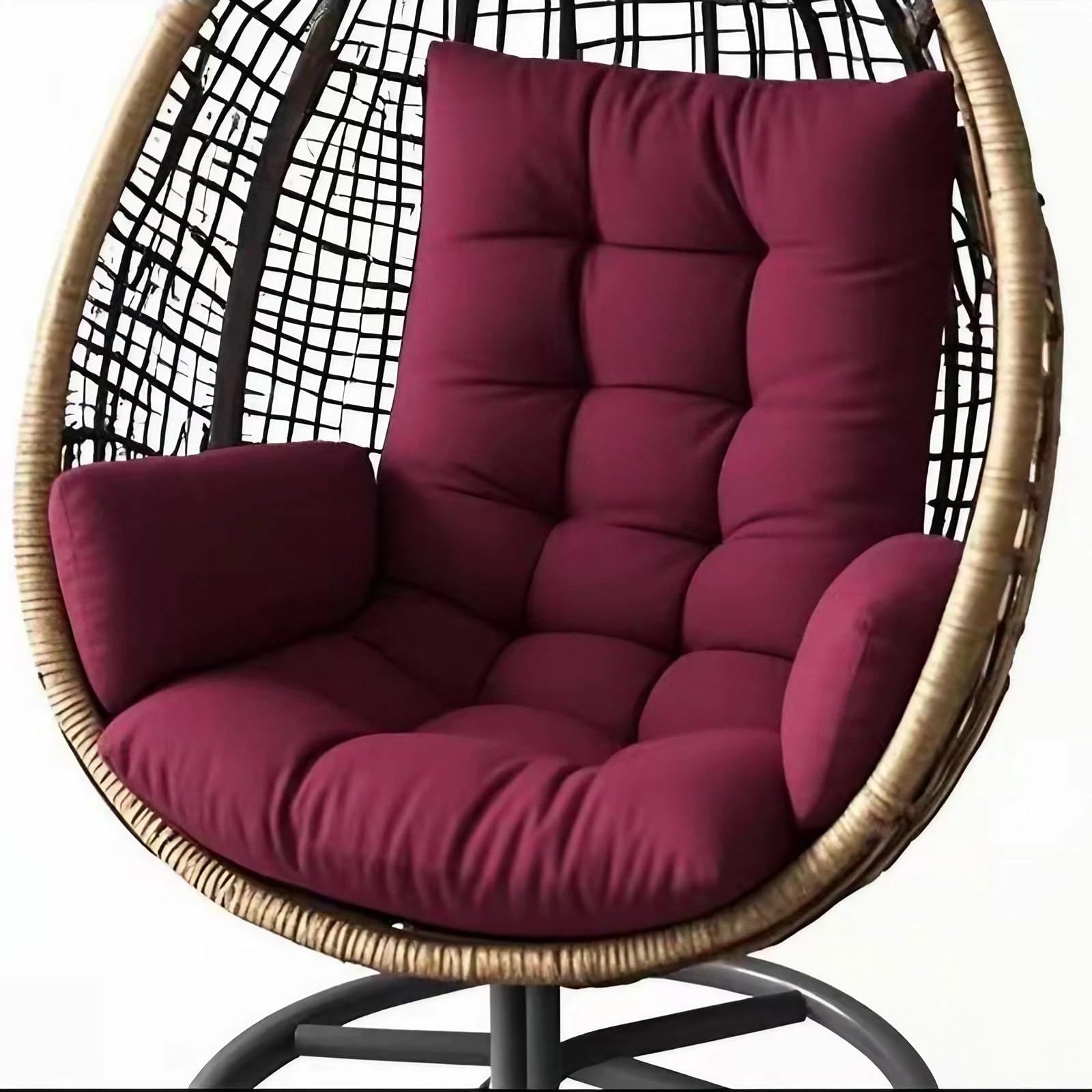 TYYCKJ Egg Chair Cushion, Thickened Polyester Pad for Wicker Swing and Hanging Chairs(Burgundy)