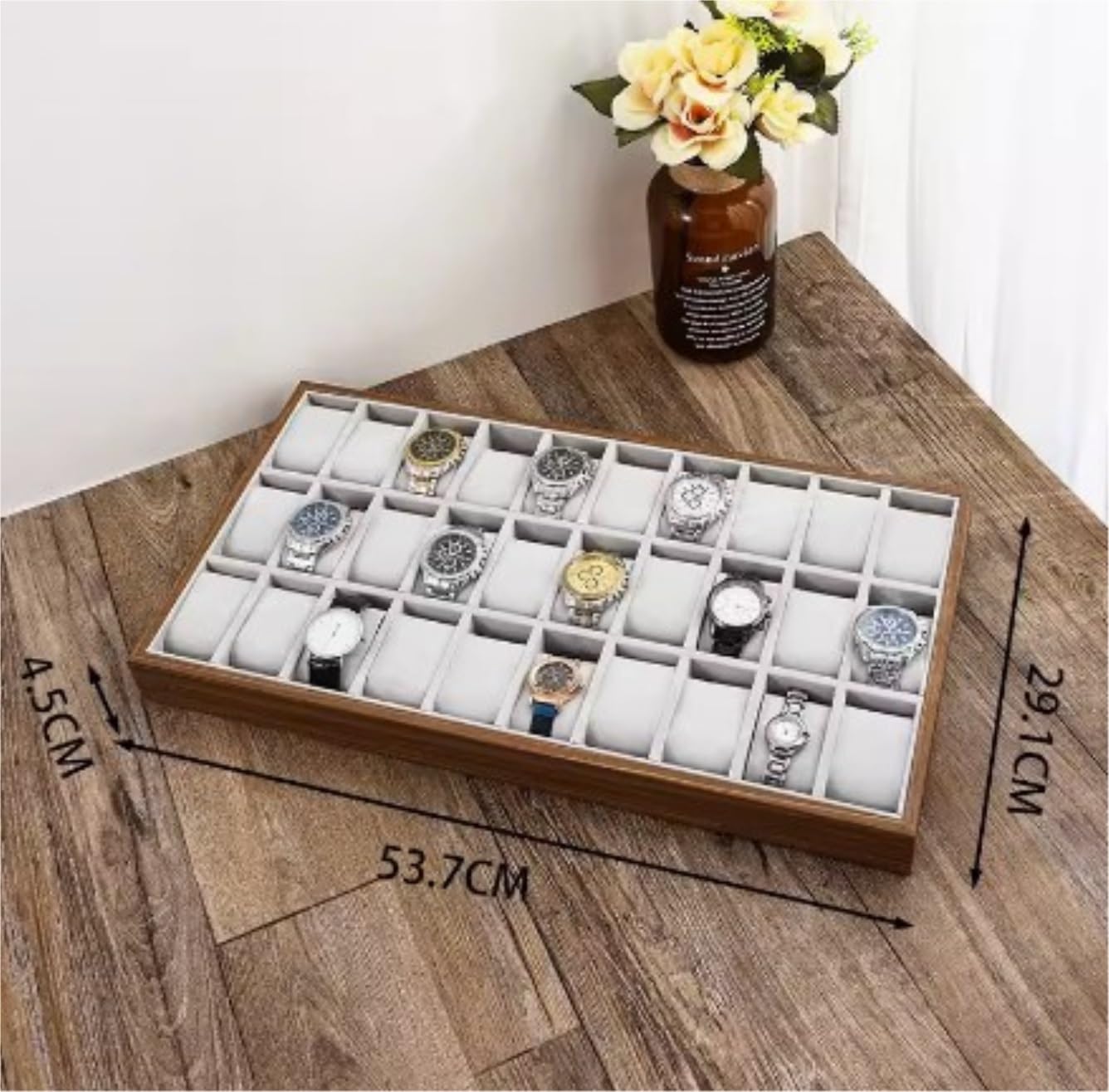Caja Relojes Organizador De Relojes De Madera Apilable Con 30 Ranuras Para Pulseras Y Brazaletes Relojero Organizador Hombre