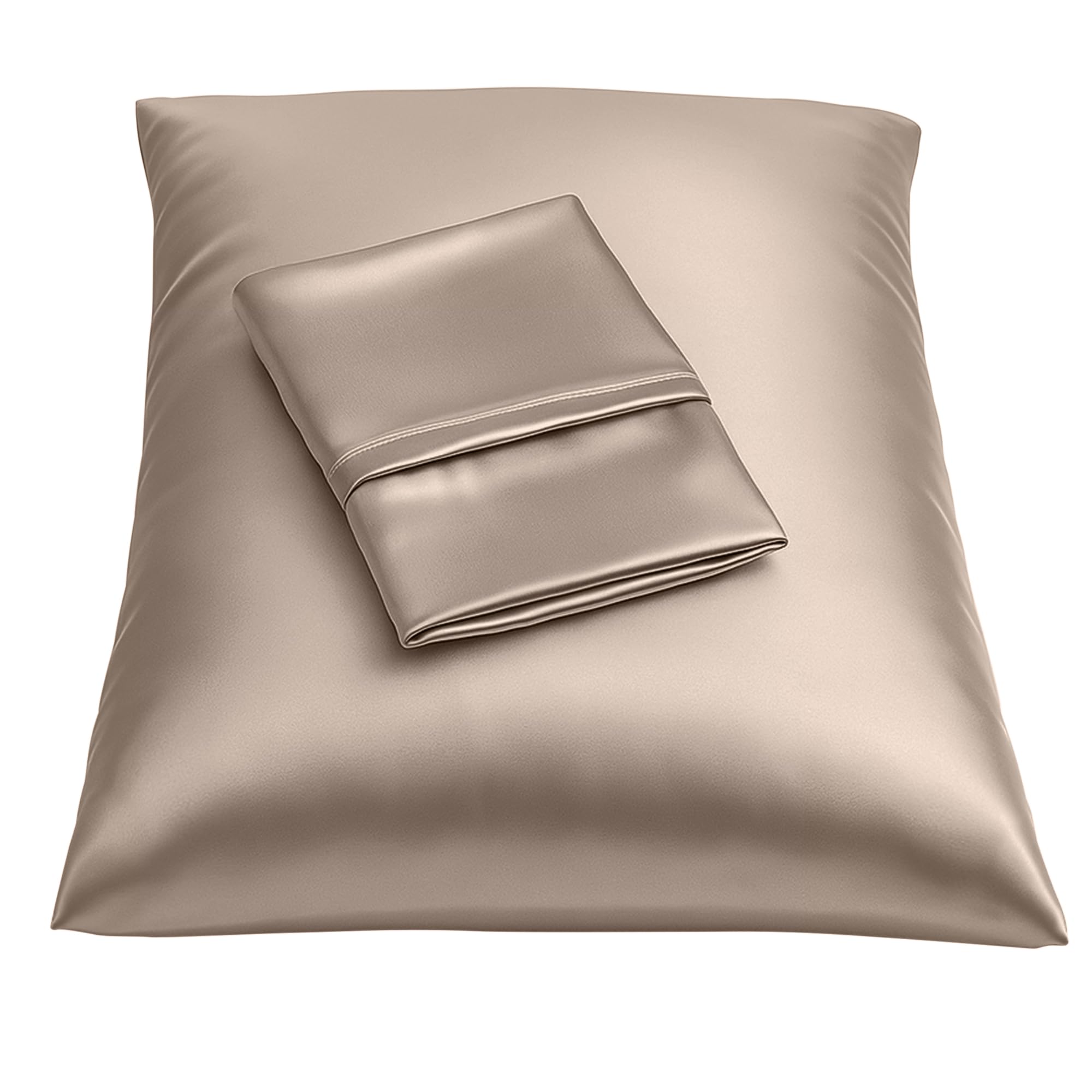 BLISSFORD Satin Pillowcase with Zipper, Like Silk Pillow Cases - Pewter