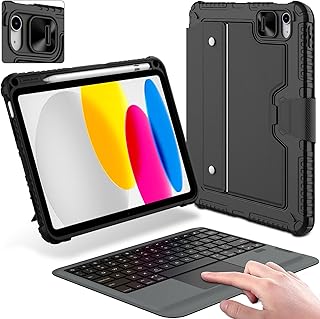 Nillkin iPad Keyboard Case 10th Generation(10.9", 2022), Magnetic Detachable Keyboard Case with Slide Cover and Trackpad, Protective Case with Wireless Pencil Charging for New iPad 10th 2022, Black