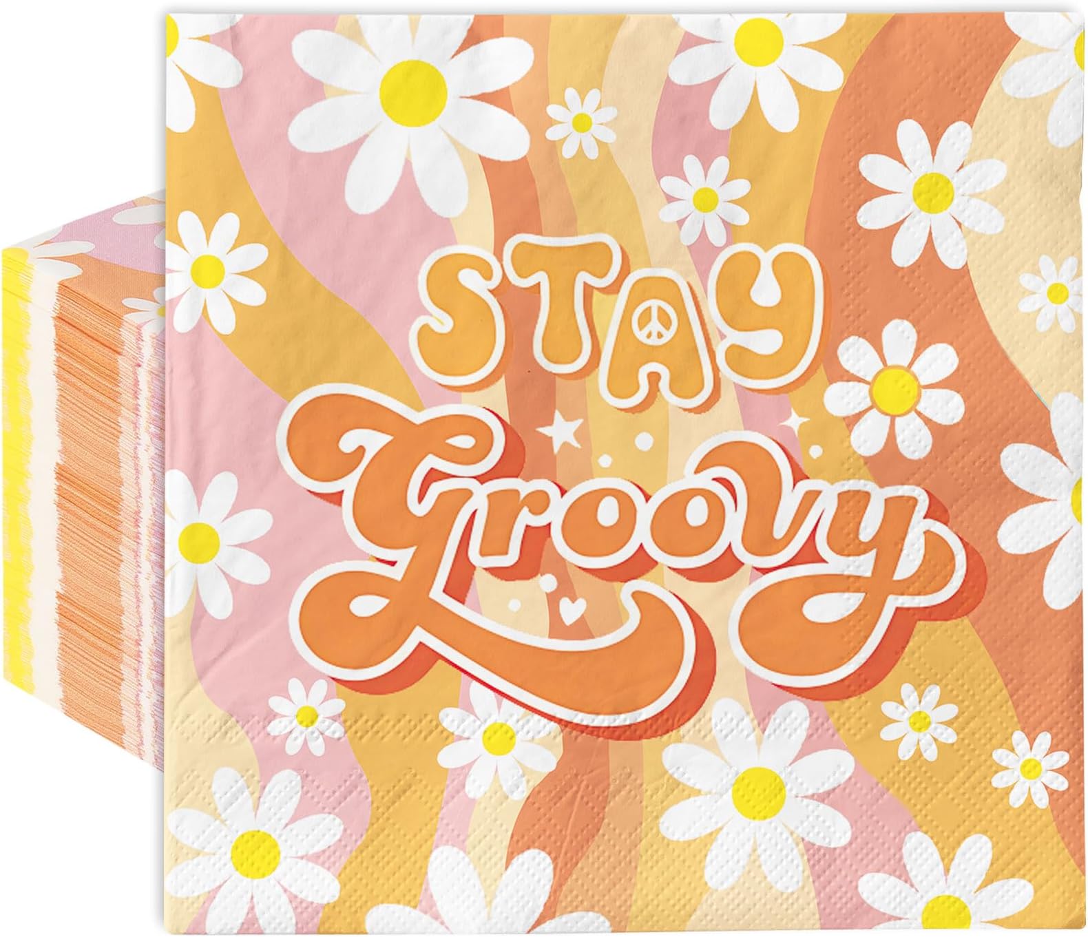 40Pcs Daisy Paper Napkins Groovy Napkins Retro Napkins