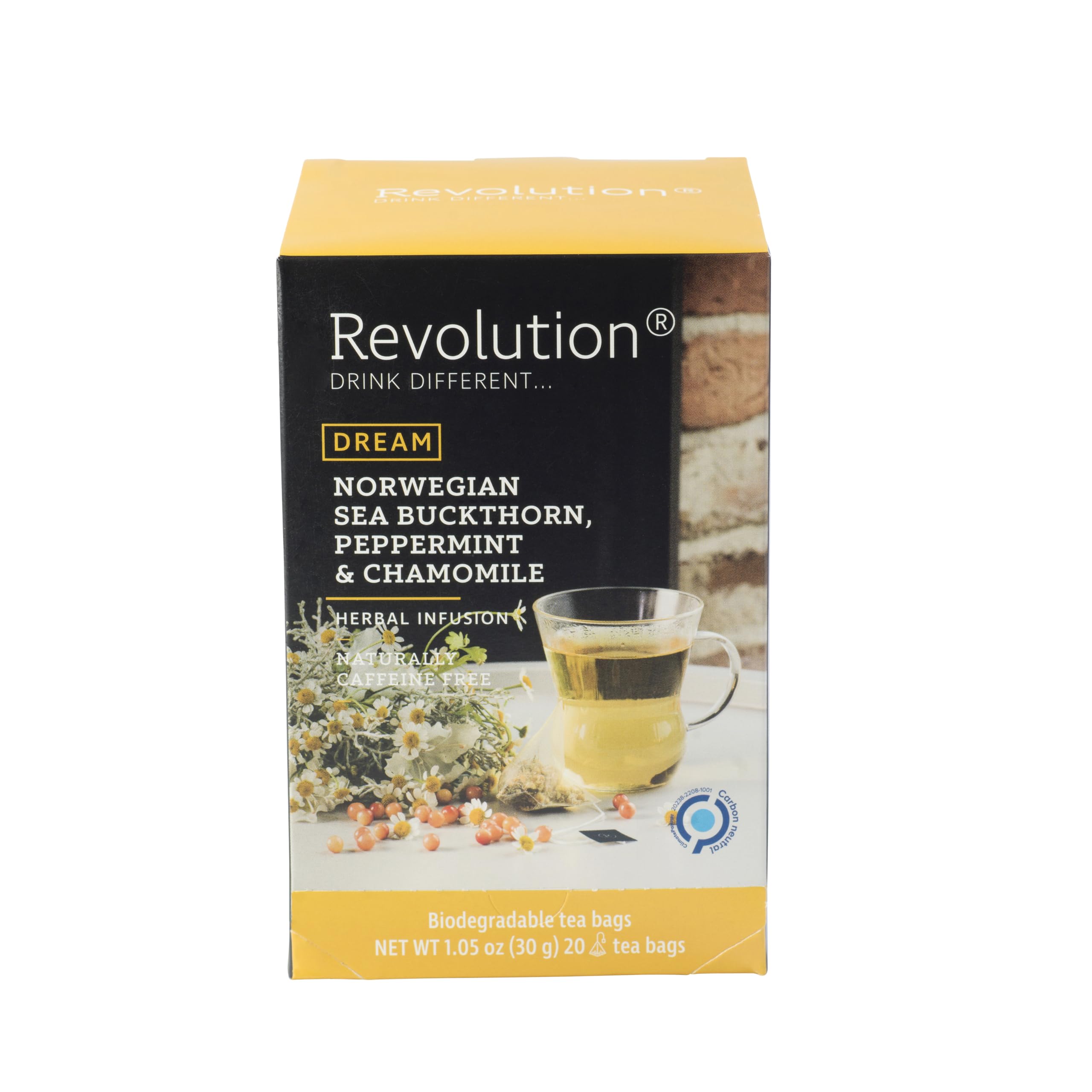 TEA® Norwegian Chamomile Tea Bags [THE ORIGINAL] – Norwegian Sea Buckthorn, Peppermint & Chamomile - Herbal Tea Blend - Premium Full Leaf Tea - Biodegradable - Caffeine Free – 20 Bags