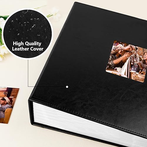 Miniatura 5 de Álbum de fotos de 700 bolsillos, cubierta de piel de 4 x 6 pulgadas, capacidad extragrande, para bodas, familias y bebés, con capacidad para 700