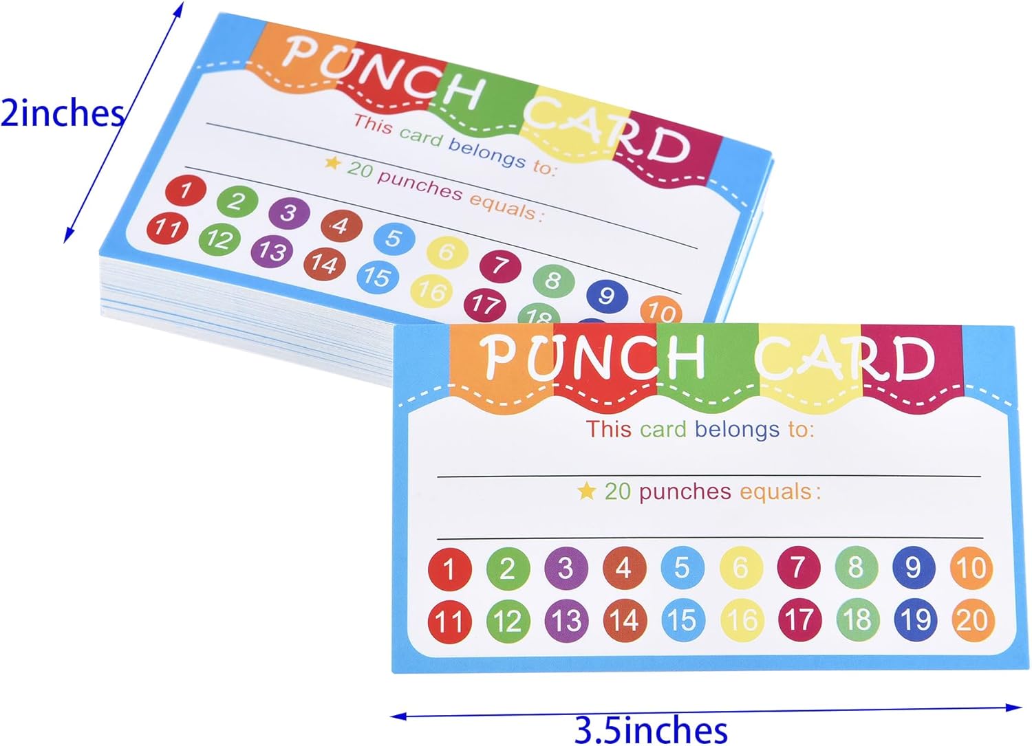 350 pcs Punch Cards for Kids with Polka Dots for Classroom Student Rewards, Behavior Recognition, and Business Customer Loyalty Incentives (350) (20 colored circular holes) thumbnail