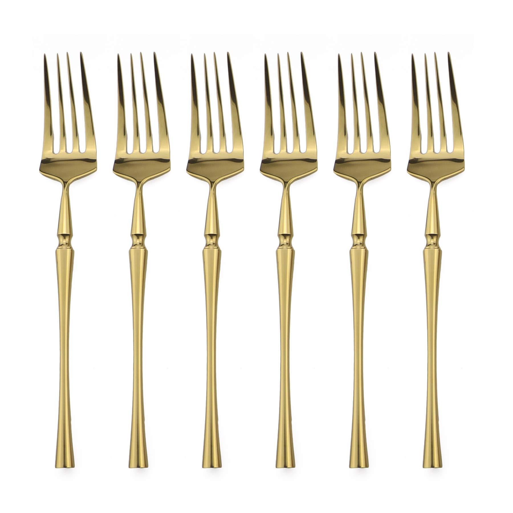 BRIIEC-6 Piece 18/10 Stainless Steel Dinner Forks Heavy Duty Gold Mirror Polishing Flatware Forks Set 7.87 Inches
