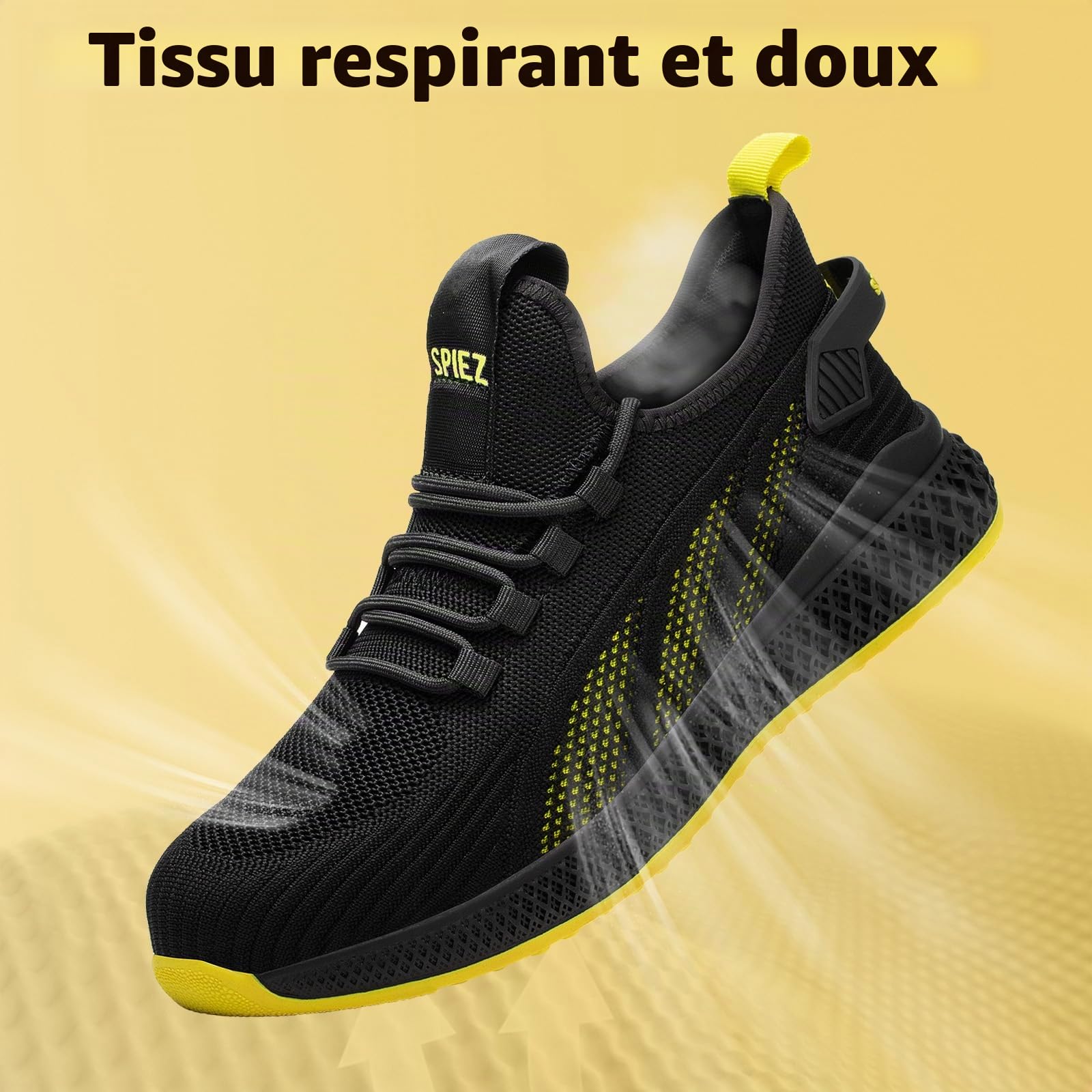 SPIEZ Unisexes Chaussures de Sécurité Légère, Souples Chaussures de Travail Anti-crevaison pour Hommes et Femmes, Respirantes Basket Securite pour Le Travail et Le Quotidien