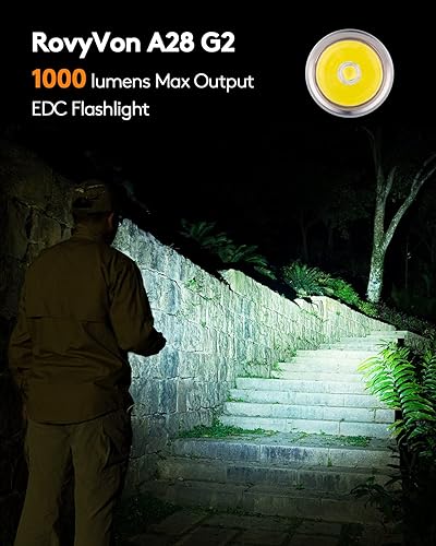 Miniatura 9 de RovyVon Linterna de llavero A26 USB C recargable EDC de 600 lúmenes linterna de bolsillo brillante con doble interruptor con luces laterales de 365