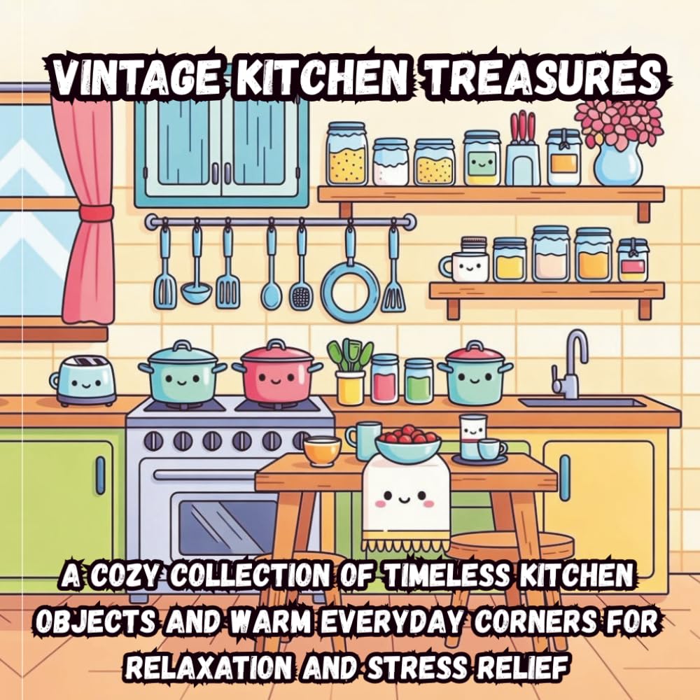 Vintage Kitchen Treasures: A Cozy Collection of Timeless Kitchen Objects and Warm Everyday Corners for Relaxation and Stress Relief (Coloring Book)