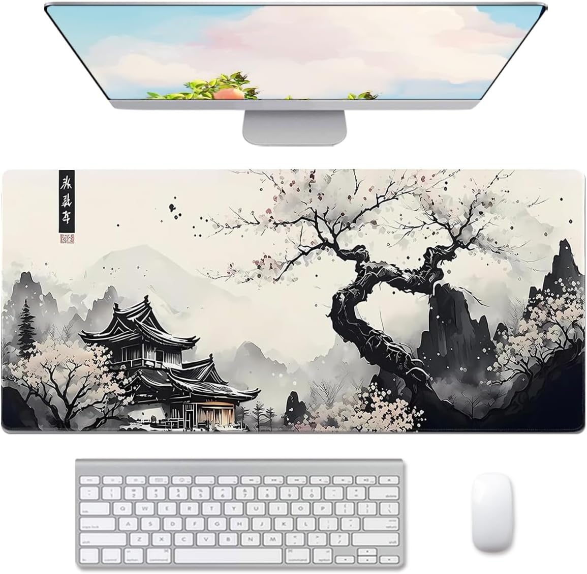 Large Mouse Pad Set, Cute Extended Mouse Pad+Keyboard Wrist Rest Support Desk Pad Memory Foam Ergonomic Easy Typing - Shortcut Keys