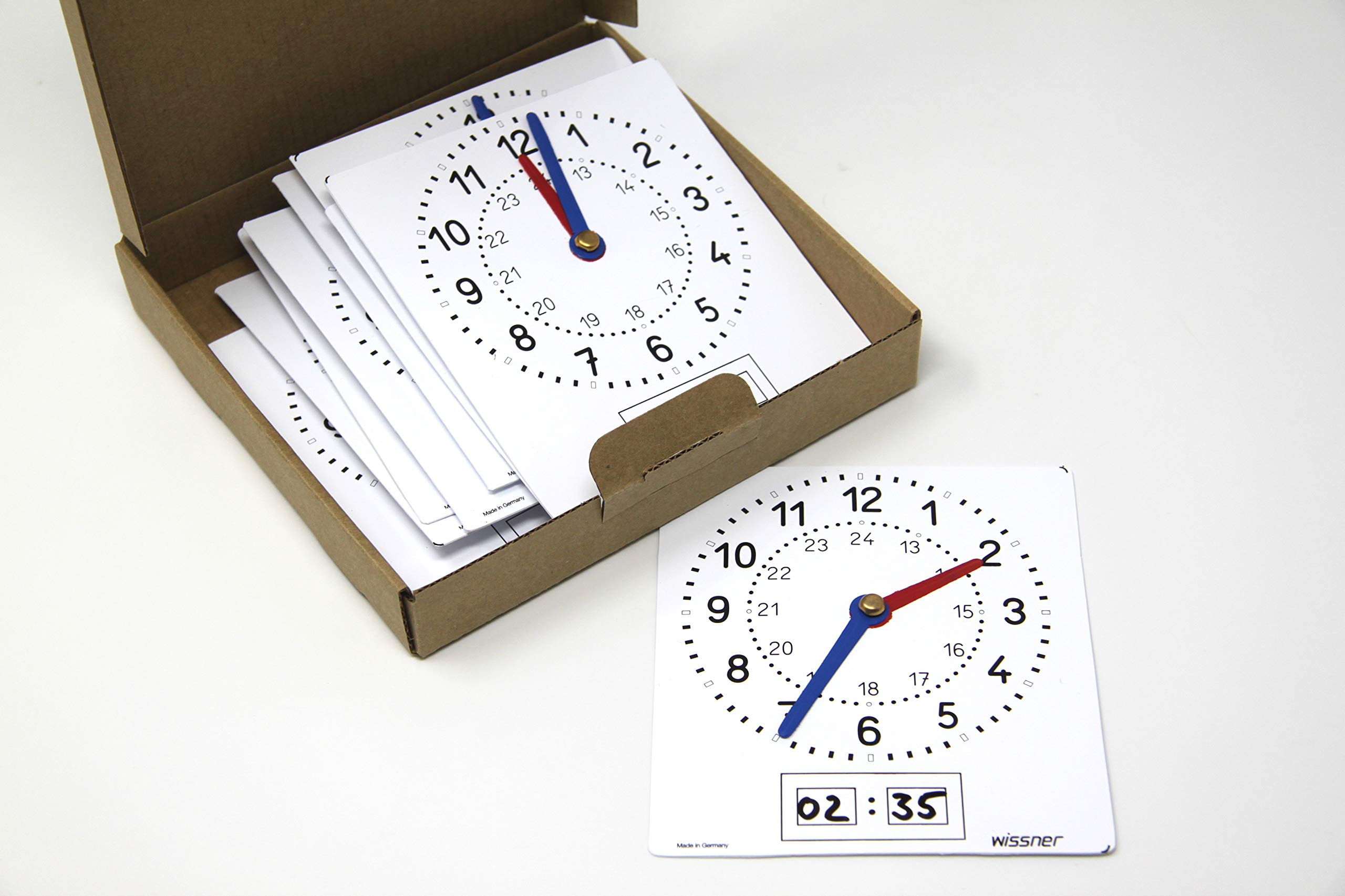 WISSNER aktiv lernen - Orologio in lamina, bianco, 10 parti, etichettabile, in un sacchetto di plastica