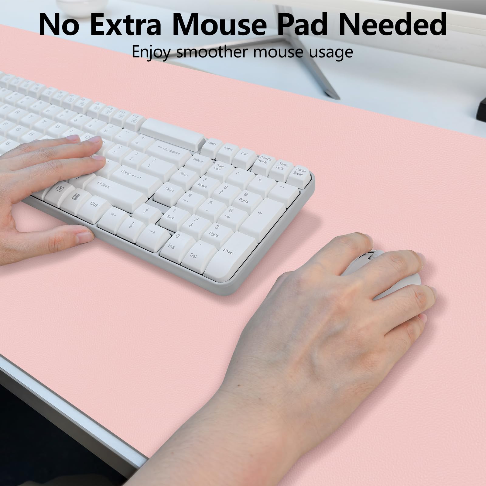 Niviy Tappetino Scrivania in Pelle PU 60x40 cm Rosa Tenero Impermeabile Antiscivolo Desk Mat