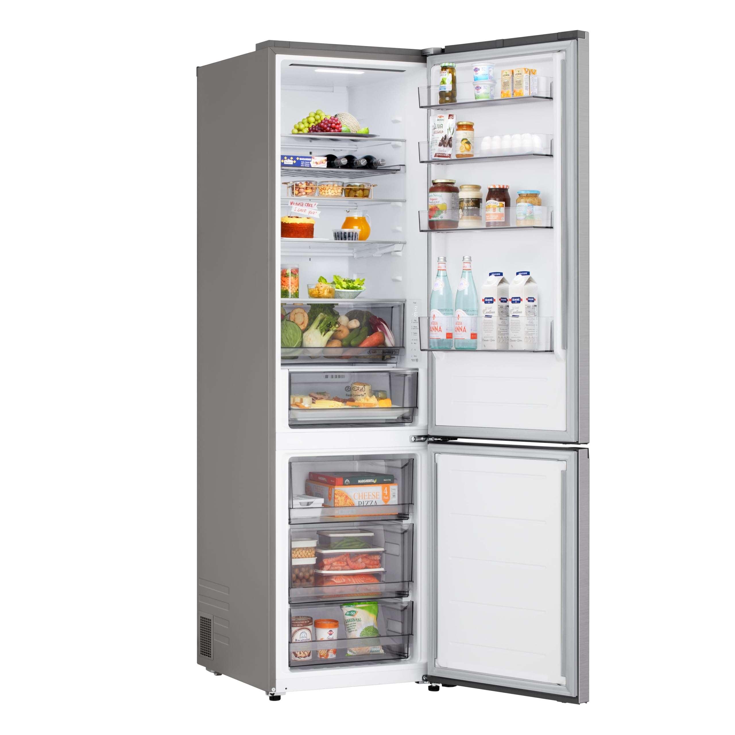 LG GBBS322CPY Frigorifero Combinato Larghezza 60 cm Fit & Max, Classe C, Raffreddamento Ottimizzato con AI Saving, Total No Frost, Door e Linear Cooling, 375 L, Smart Inverter, Wi-Fi, Prime Silver