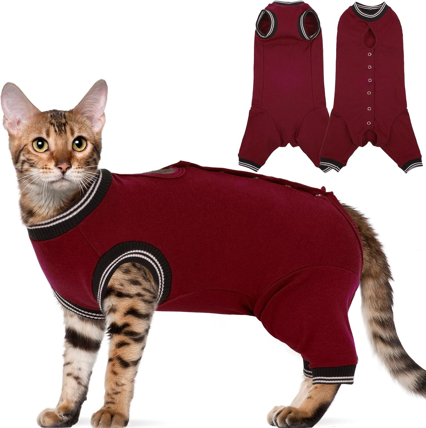 Stress-Free Cat Recovery Suit with Sleeves, Kitten Surgical Onesie for After Spay, Pet Surgical Pajamas Anti Licking, Long Rear Sleeve Wound Cover for Hind Legs RoyalBlue XL