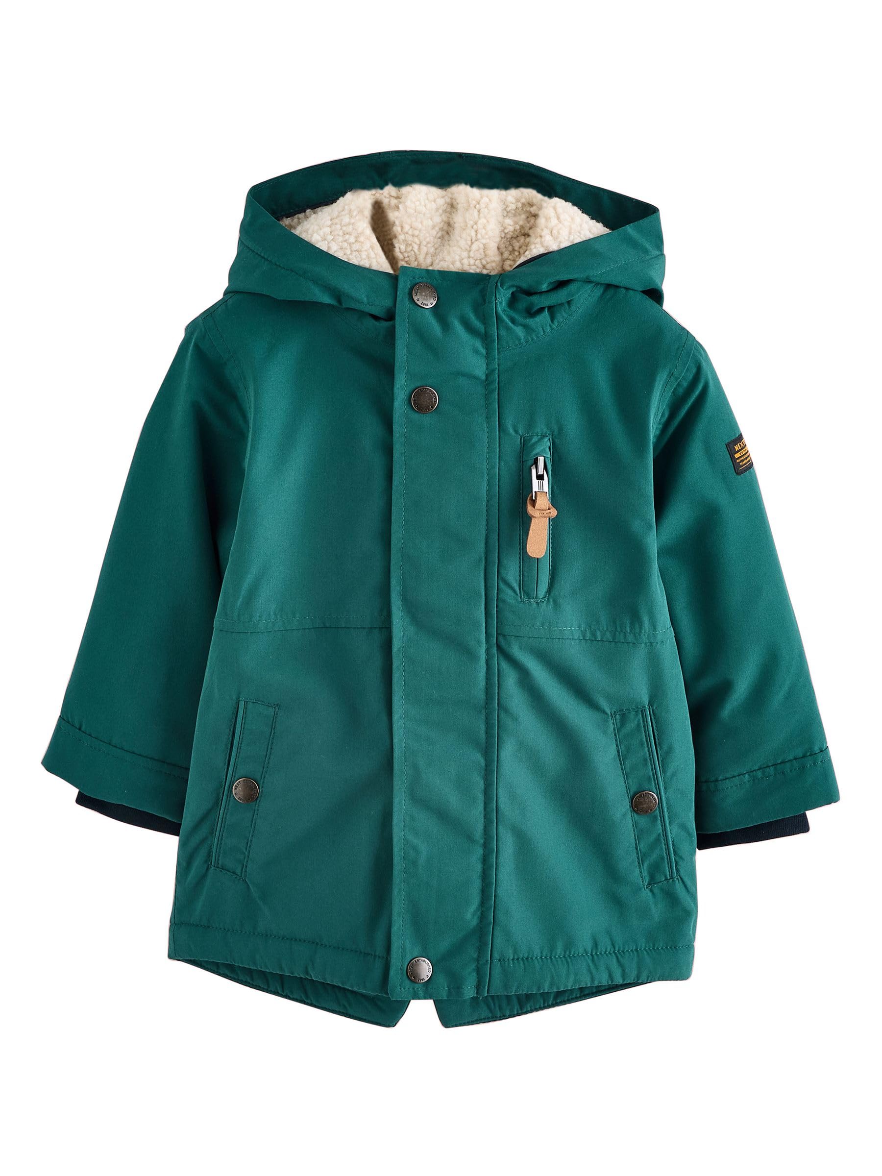 NEXT Garçon Parka imperméable avec doublure en peau lainée