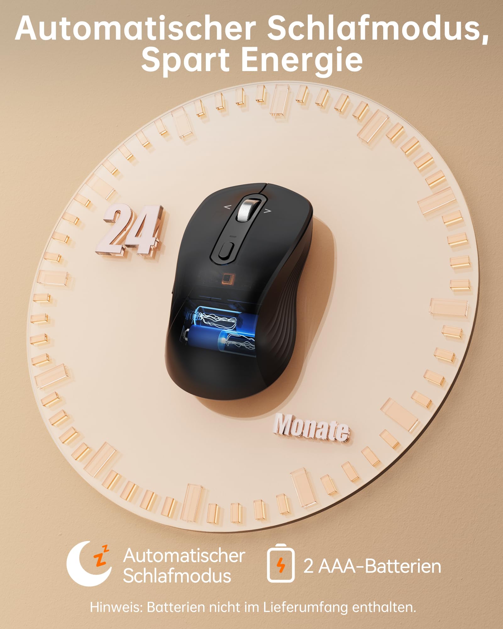 TECKNET Ratón Bluetooth inalámbrico (BT 5.0/3.0 + 2.4G), rueda de desplazamiento de 4 vías, ratón inalámbrico silencioso con receptor USB-A, ratón inalámbrico de 4800 DPI, ratón ergonómico para