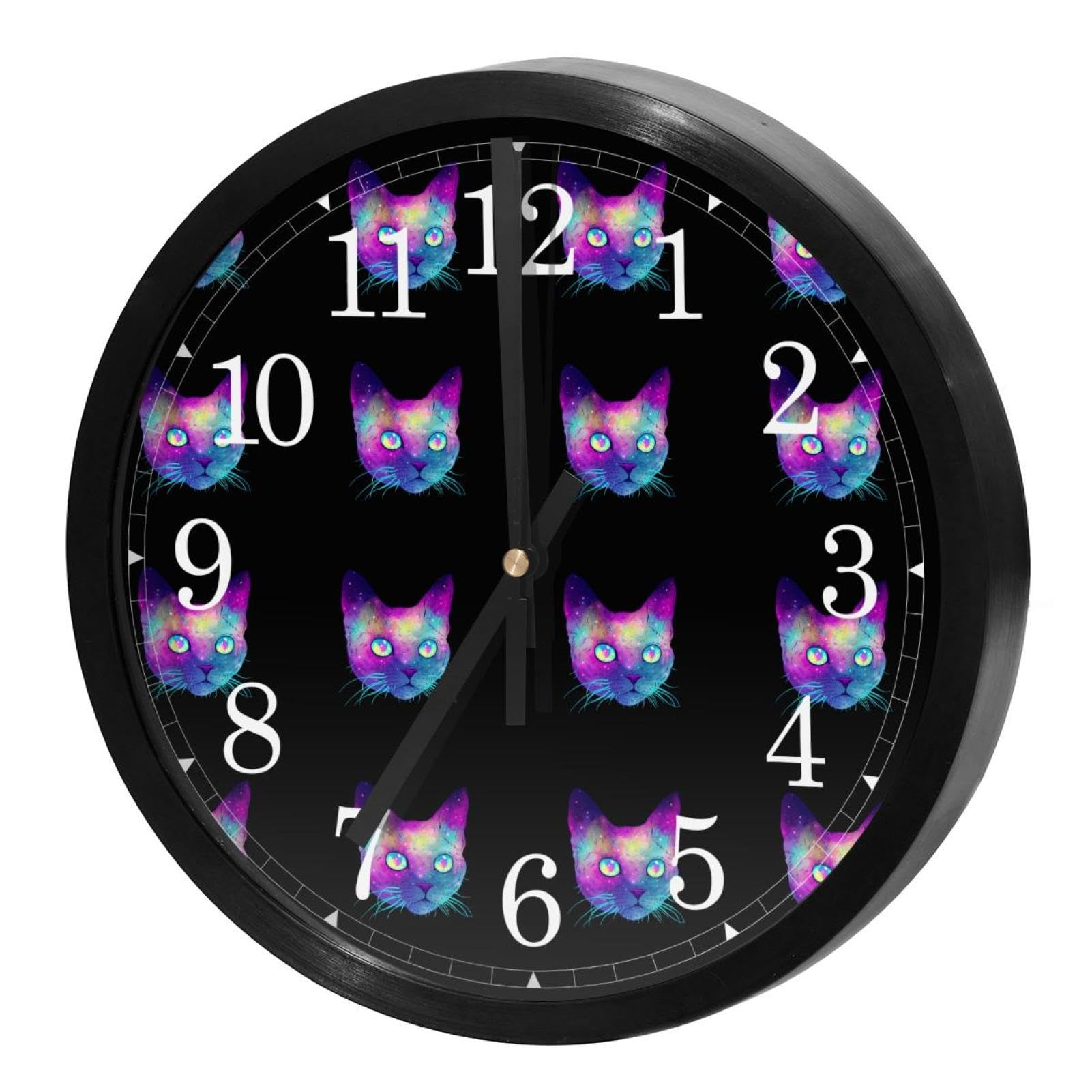 Horloge murale silencieuse à quartz motif chat pour cuisine et bureau
