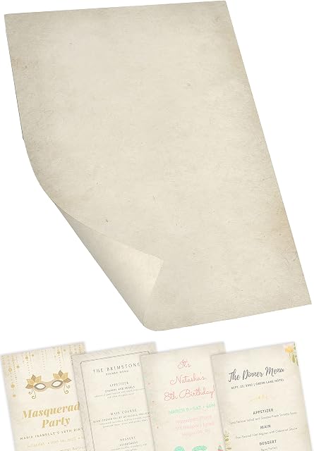 Verus Premium Parchment Effect Paper - 60 Sheets - Double Sided A4 - Quality 100 GSM Paper - Astra Print