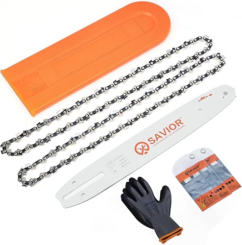 Savior Cadena de motosierra de 12 pulgadas con barra de 45 eslabones de transmisión calibre .043 3/8 LP para Dewalt DCCS620B DCCS620P1 Craftsman