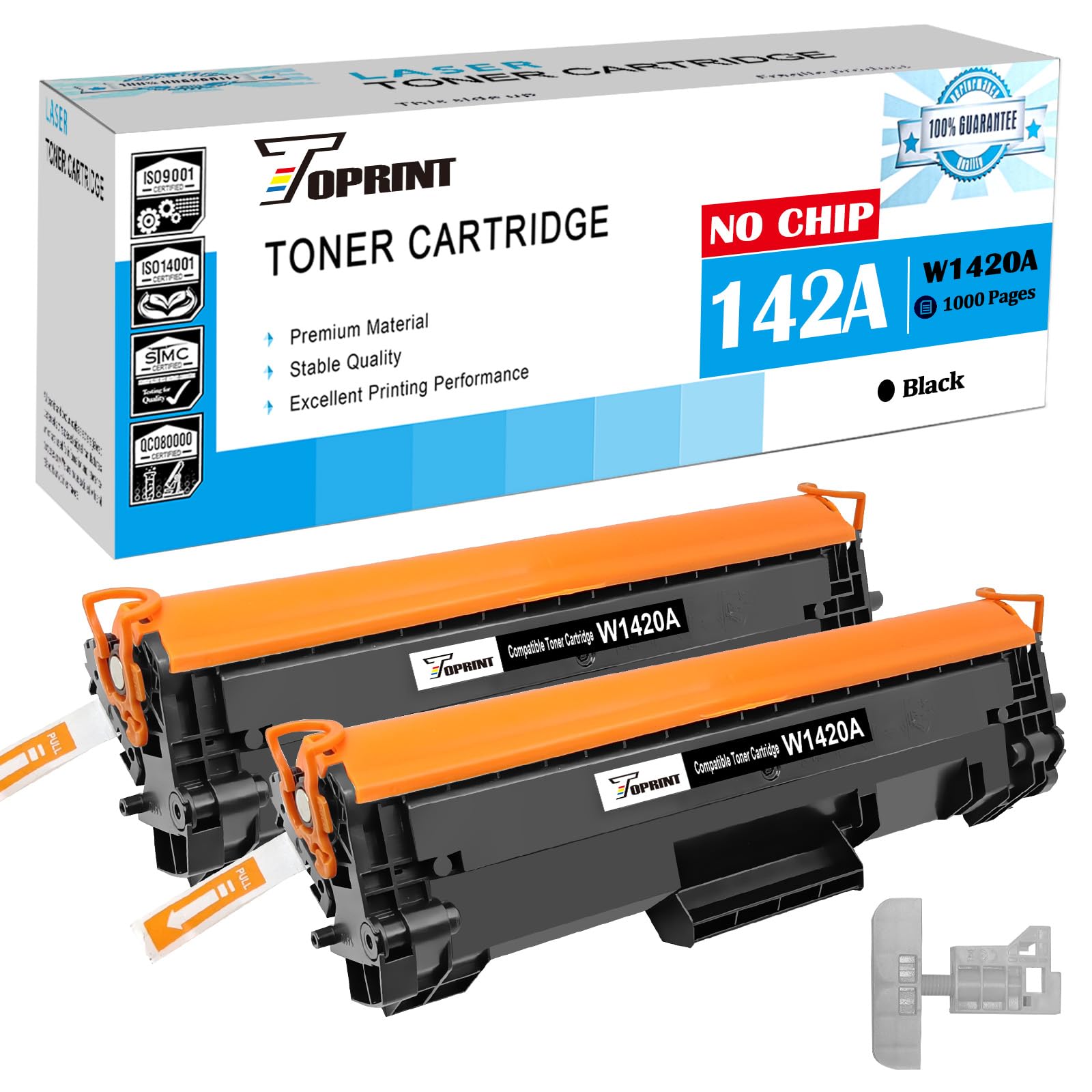 [NO CHIP, with Professional Tools] W1420A 142A Compatible Toner Cartridges 2 Black 1000 Pages for HP Laserjet M110 M110w MFP M139 M140 M140w Printers, Old Original Chip Cannot be Used for H P+ Printer