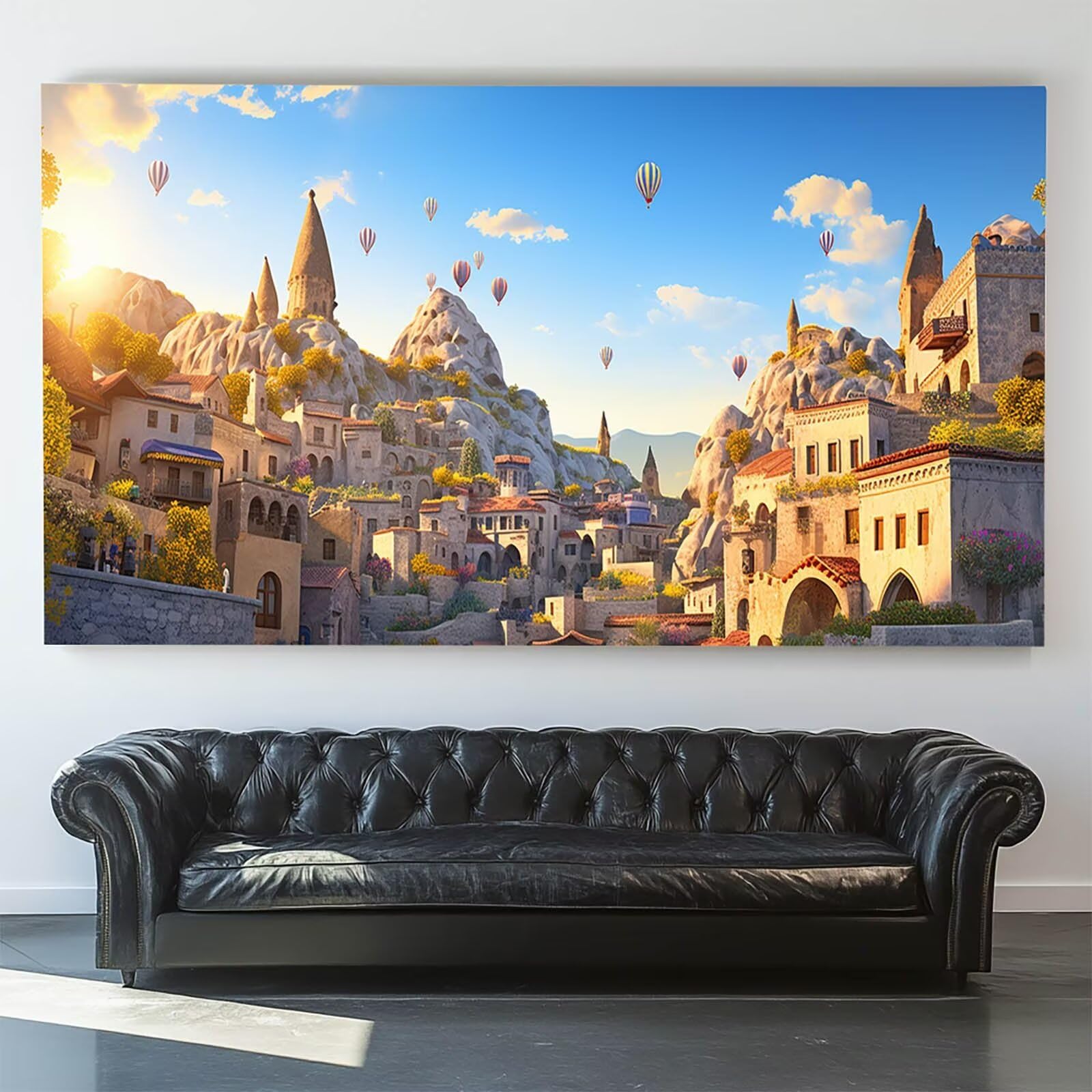 DIY Malen nach Zahlen Erwachsene Stadt Malen nach Zahlen ab 7 jahre Mädchen Luftballon Kreativ set für Erwachsene mit Leinwand Acrylfarben set und Pinsel,Bastelset zum Bemalen, Wanddeko 80X160cm 7-G-0