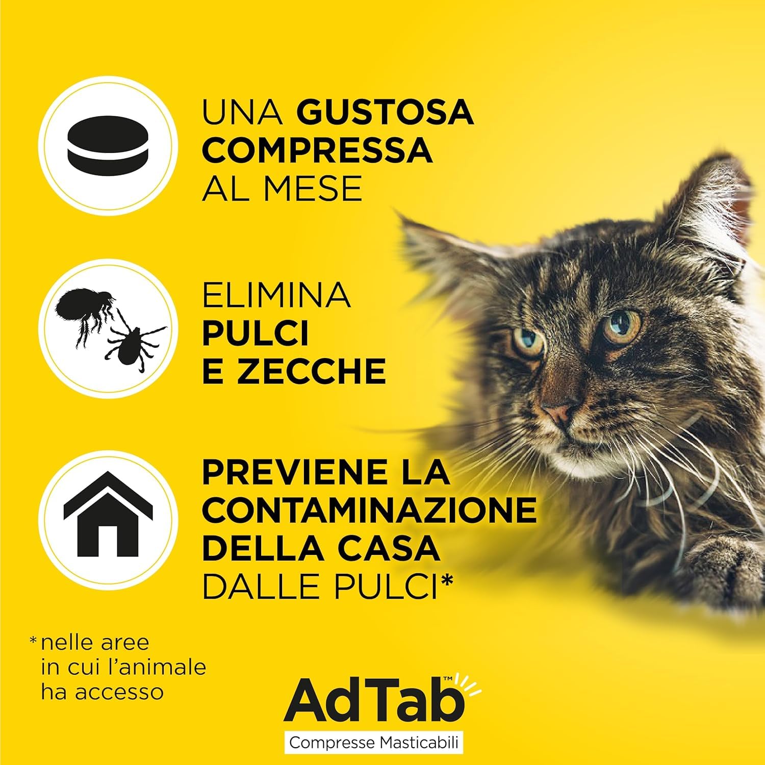 AdTab Compresse Masticabili per Gatti >2,0-8,0 kg - 6 Compresse