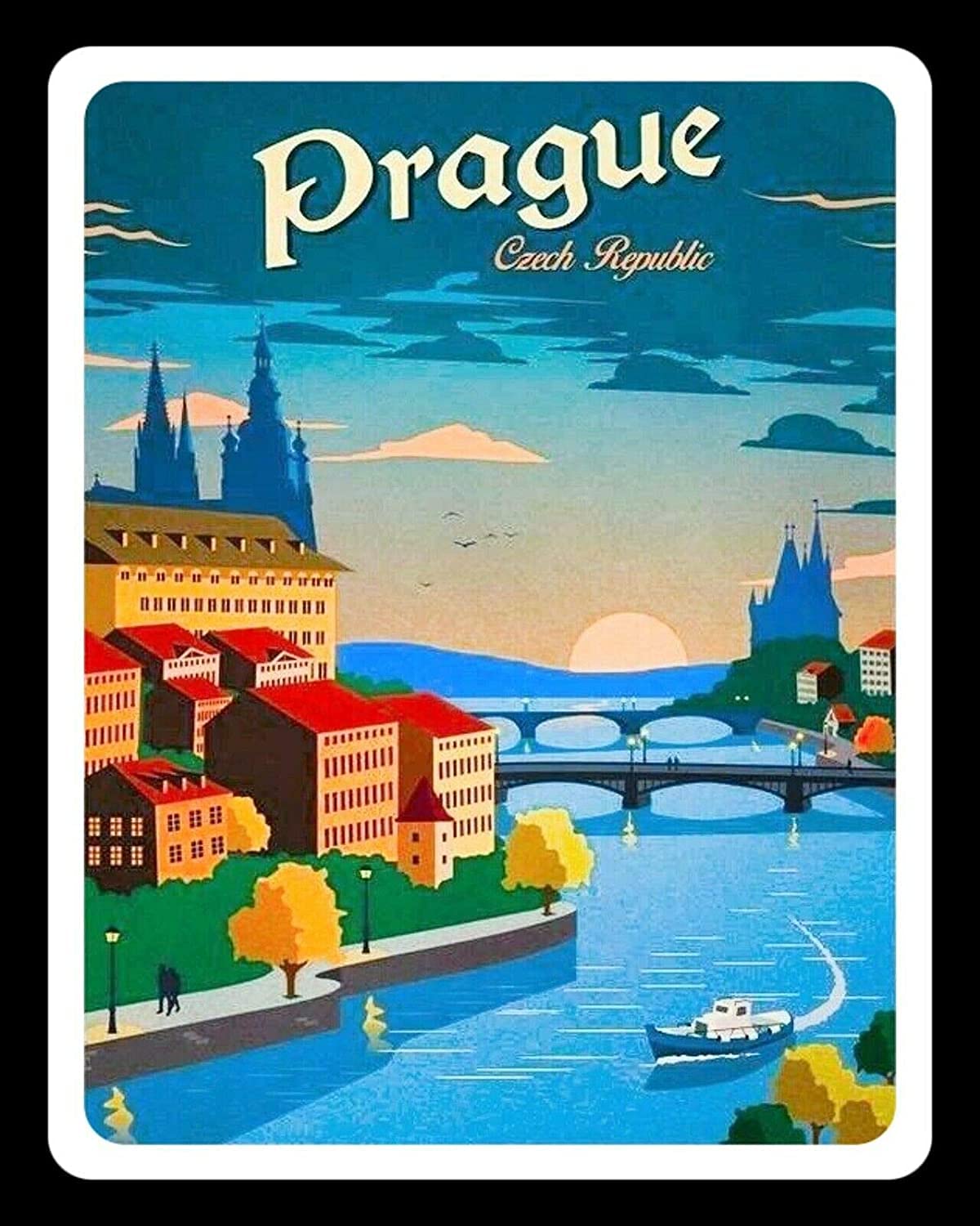 RIFOSA 12"x8" Prague Czech Republic Travel Poster Metal Plaque Tin Sign